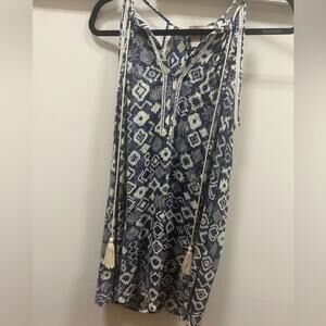 ❤️ 6 for 20 ❤️ NWOT XS blue white aztec tunic tank top